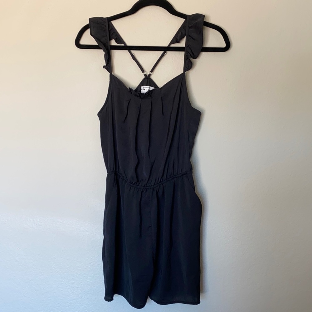 Anthropologie Avec Les Filles black ruffle romper pockets Small